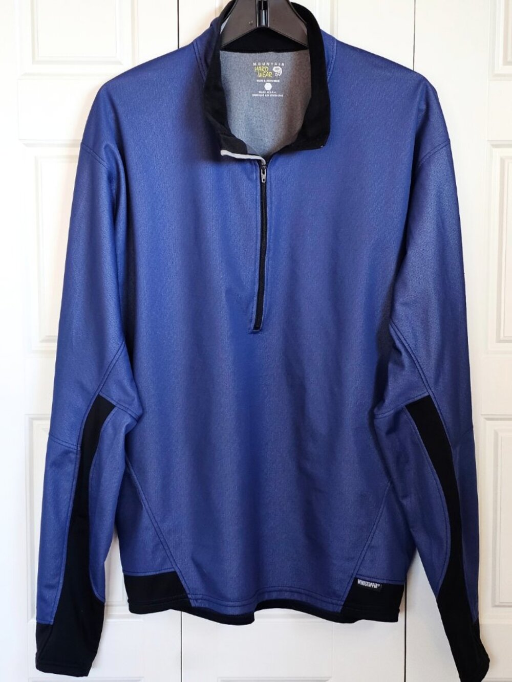 Mountain Hardwear Windstopper Pullover Mens XL 1/2 Zip Made USA Blue Black